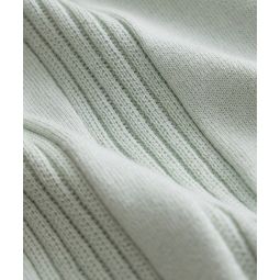 Silk Cotton Ribbed Polo in Pale Mint