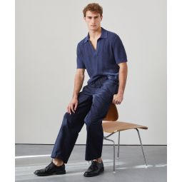 Relaxed Cotton Hemp Polo in Navy