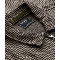 Wool Houndstooth Zip Deck Jacket in Desert Beige