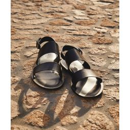 Tuscan Leather Double Strap Sandal in Black