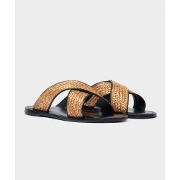 Tuscan Leather & Raffia Crossover Sandal