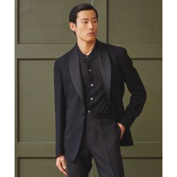 Italian Linen Shawl Collar Tuxedo Jacket in Black