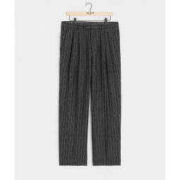 Italian Linen Wythe Trouser in Charcoal Pinstripe