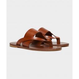 Tuscan Leather Thong Cross Sandal in Warm Cognac