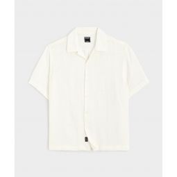 Cropped Embroidered Ajour Shirt in White