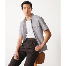 Pinstripe Two Pocket Short Sleeve Shirt in Charcoal