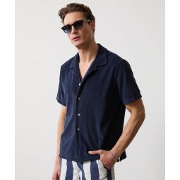 Cropped Terry Cabana Polo Shirt in Classic Navy