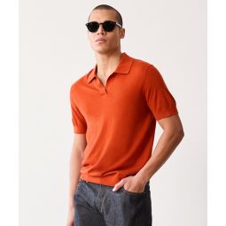 Lightweight Cashmere Montauk Polo in Copper Clay