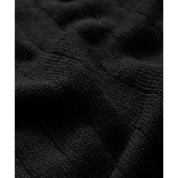 Italian Linen Crewneck Ribbed Sweater in Black