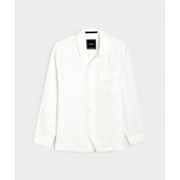 Linen Two-Pocket Overshirt in White