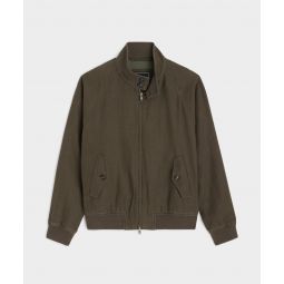 Cropped Linen Harrington Jacket in Espresso Bean