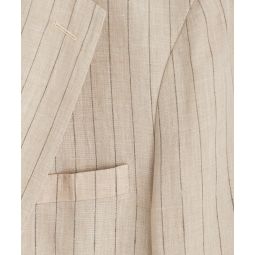 Italian Linen Madison Jacket in Ecru Stripe