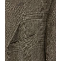 Italian Linen Sutton Jacket in Olive Glenplaid