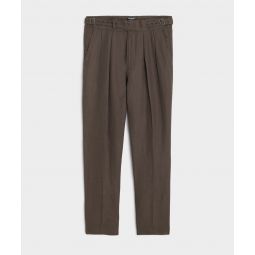 Irish Linen Gurkha Trouser in Dark Brown