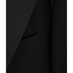 Italian Seersucker Peak Lapel Tuxedo Jacket in Black