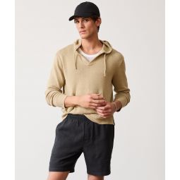 Linen-Cotton Popover Hoodie in Baja Dunes