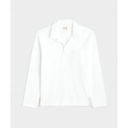 Long-Sleeve Knit Seersucker Polo in New White