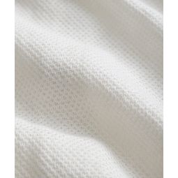 Linen Mesh Full-Placket Polo in New White