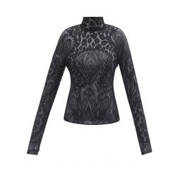 High-neck Chantilly-lace blouse