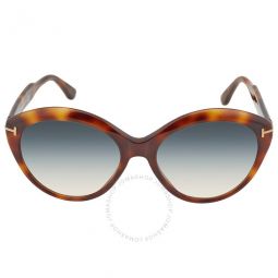 Maxine Gradient Turquoise Round Ladies Sunglasses