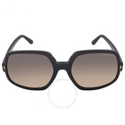 Delphine Smoke Gradient Oversized Ladies Sunglasses