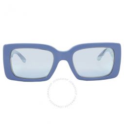 Blue Mirrored Rectangular Ladies Sunglasses