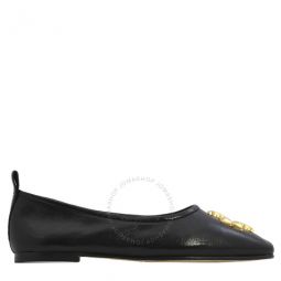 Ladies Perfect Black Leather Eleanor Ballet Flats, Brand Size 5