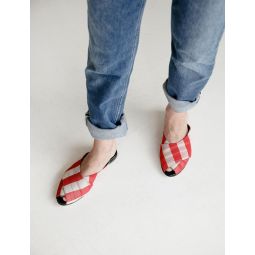 Gingham Pajama Sandal - Red And White