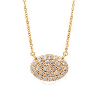 18K Yellow Gold Oval Cluster Diamond Necklace