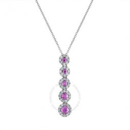 18K White Gold Diamond & Pink Sapphire Necklace