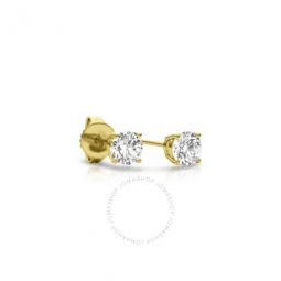 14K Yellow Gold Round Cut Earth Mined Diamond Stud Earrings