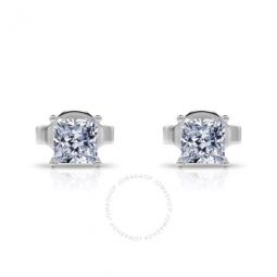 14K White Gold Princess Cut Earth Mined Diamond Stud Earrings