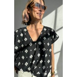 Geometric ikat tshirt - Black/white