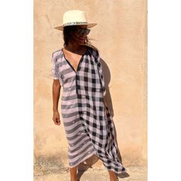 Lavender plaid placket caftan