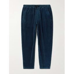 Straight-Leg Houndstooth Cotton-Corduroy Drawstring Trousers