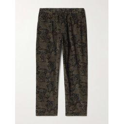 Tapered Paisley-Print Cotton-Corduroy Drawstring Trousers