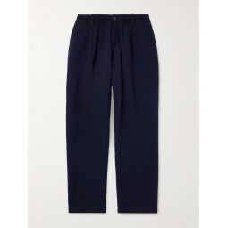 Oxford Straight-Leg Pleated Recycled Wool-Blend Trousers