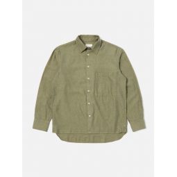 Square Pocket Brushed Twill Shirt - Olive