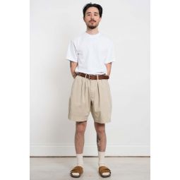 Pleated Track Short Paper Touch Cotton - Stone