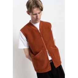 Zip Waistcoat Wool Fleece - Orange