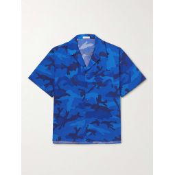Camp-Collar Camouflage-Print Cotton-Poplin Shirt