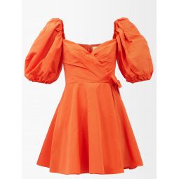Sweetheart-neck cotton-blend faille mini dress