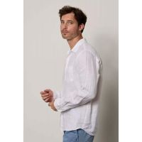 Benton Linen Button-Up Shirt - White