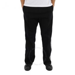 Mens Black Embroidered-logo Track Pants, Size Medium