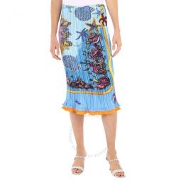 Ladies Light Blue Tresor De La Mer Print Mermaid Skirt, Brand Size 40