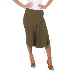 Ladies Caramel Draped Midi Skirt, Brand Size 40 (US Size 4)