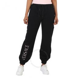 Ladies Logo Embroidered Cotton-blend Sweatpants In Black, Brand Size 36 (US Size 0)