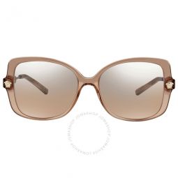Brown/Mirrored Silver Gradient Oversized Ladies Sunglasses