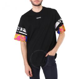 Mens Black Logo-Print T-Shirt, Size Medium