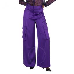 Ladies Bright Dark Orchid Wide-Leg Cargo Pants, Brand Size 40 (US Size 4)